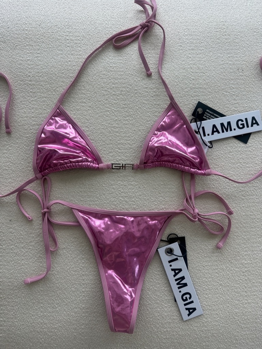 I.AM.GIA Metallic Pink String Bikini Set